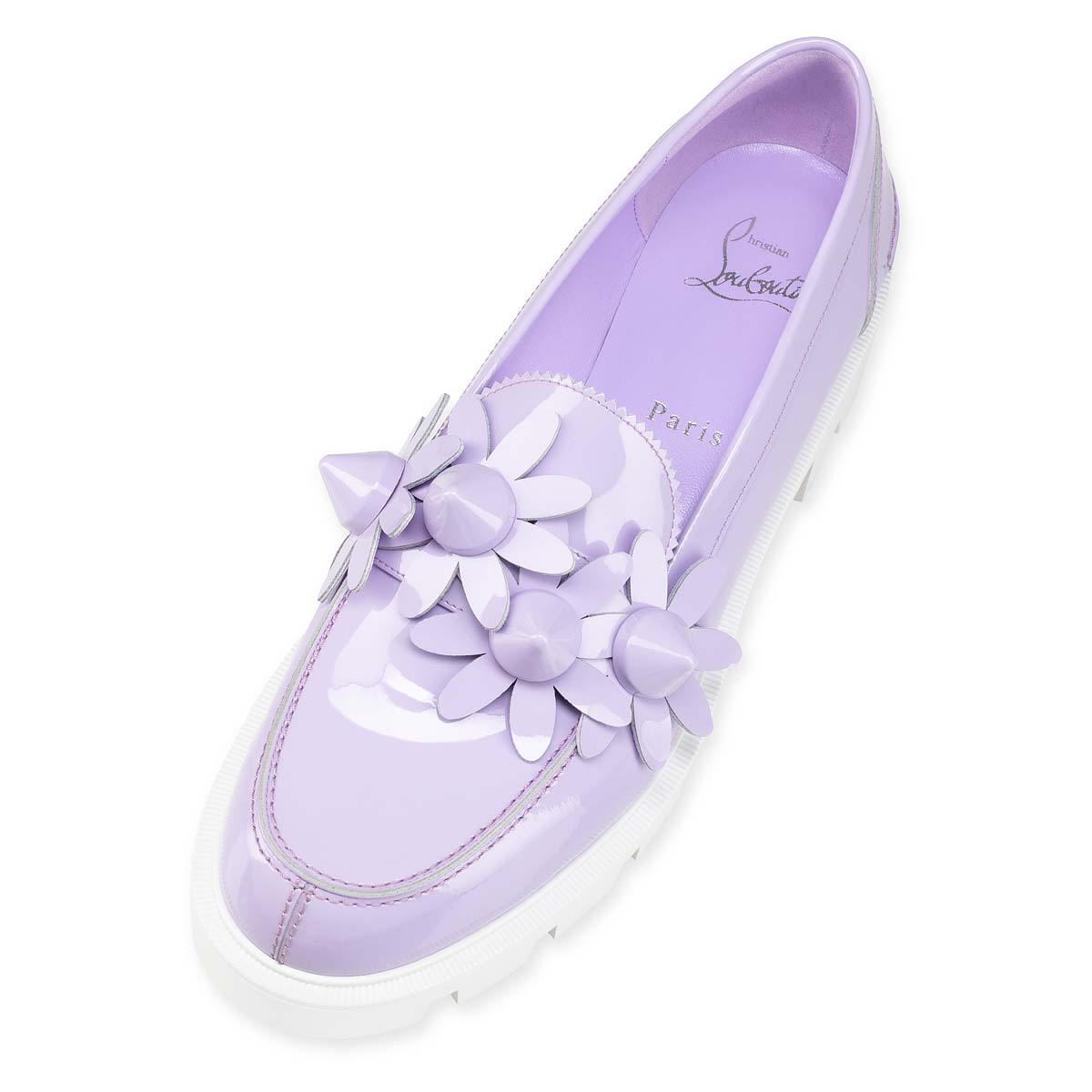 Purple Women's Christian Louboutin Daisy Spikes Moc Flats | yKkTouEN