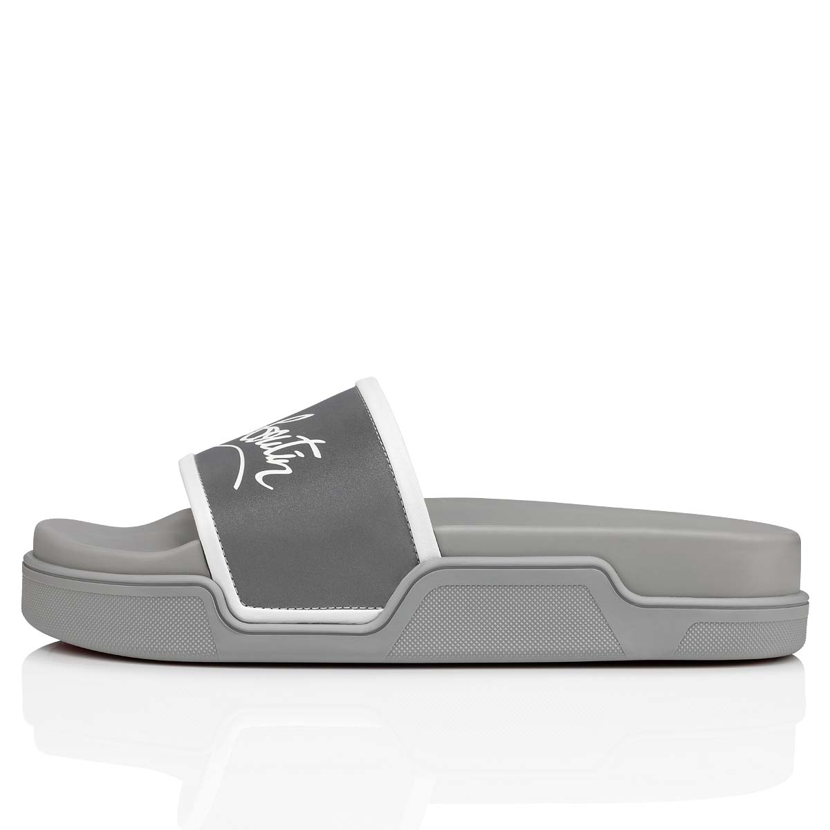 Silver Men's Christian Louboutin Navy Pool Man Sandals & Slides | oceNUVDA