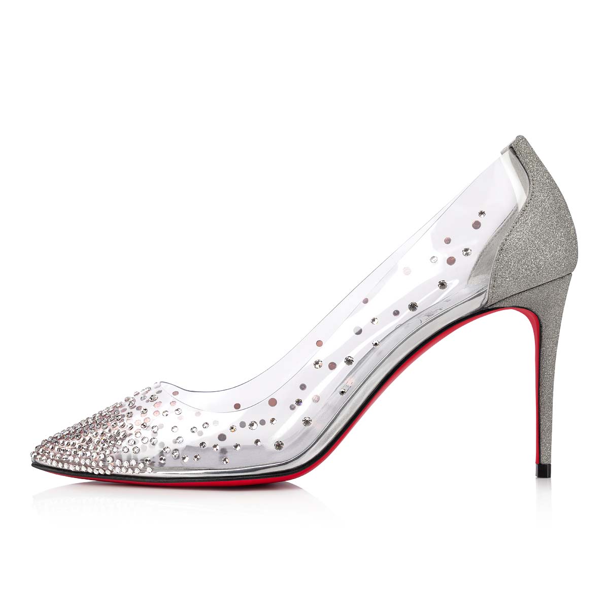 Silver Women's Christian Louboutin Degrastrass Pvc Heels | UK0Rm9g4