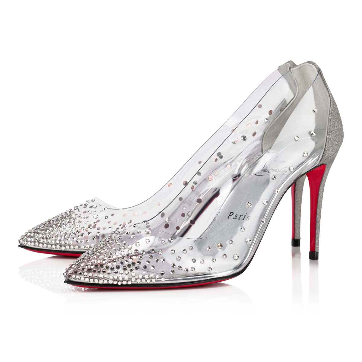 Silver Women\'s Christian Louboutin Degrastrass Pvc Heels | UK0Rm9g4