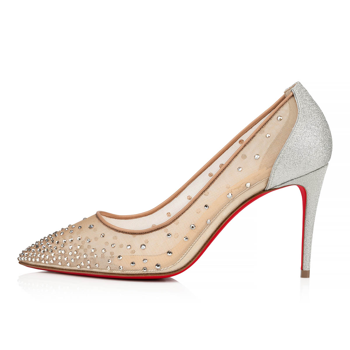 Silver Women's Christian Louboutin Follies Strass Heels | GdeO4JbP