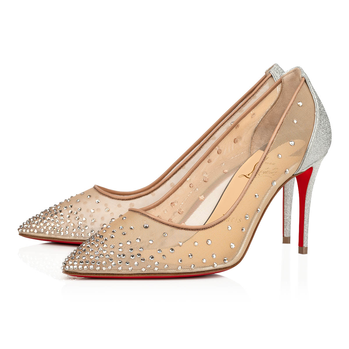 Silver Women\'s Christian Louboutin Follies Strass Heels | GdeO4JbP