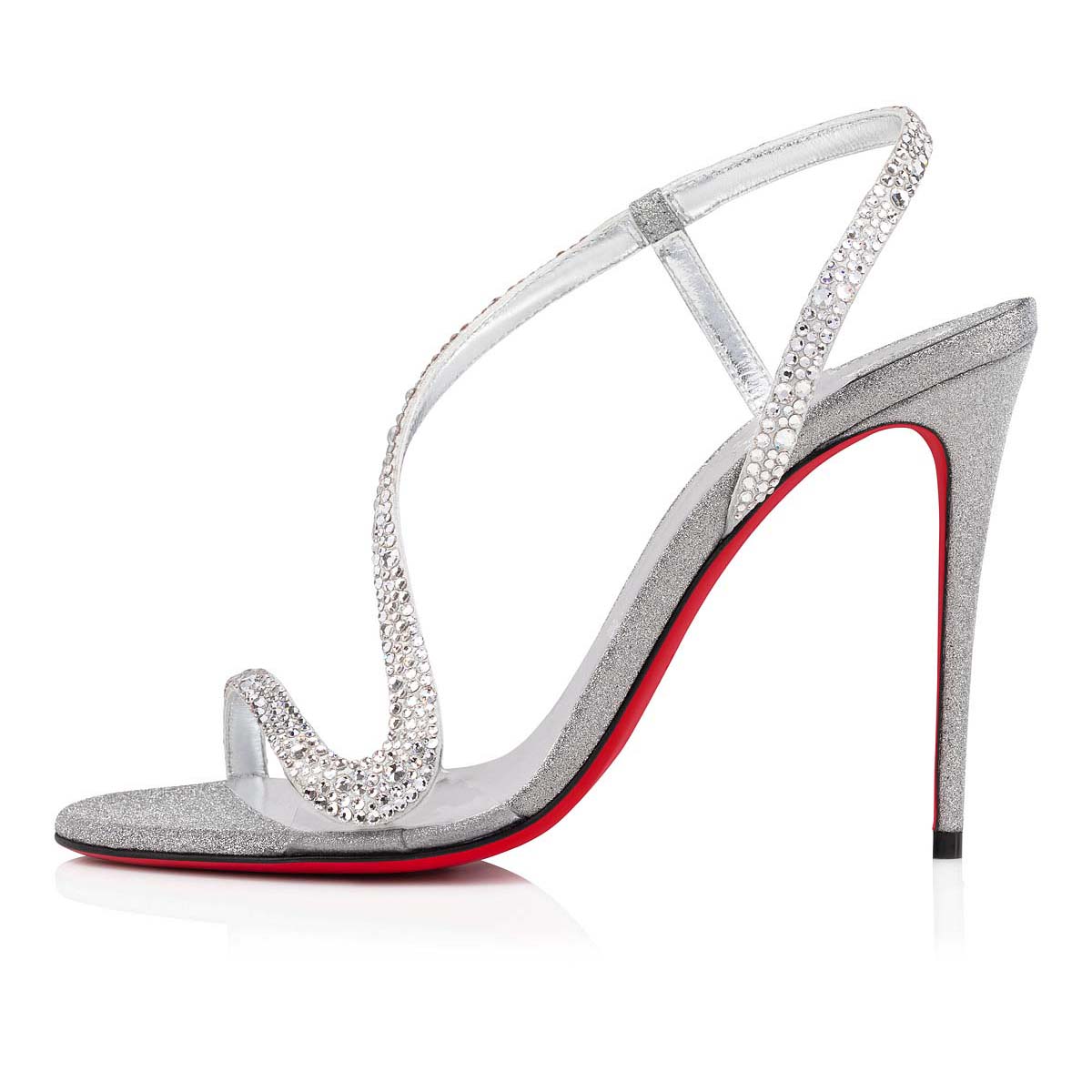 Silver Women's Christian Louboutin Rosalie Strass Sandals & Slides | wEaFflmr