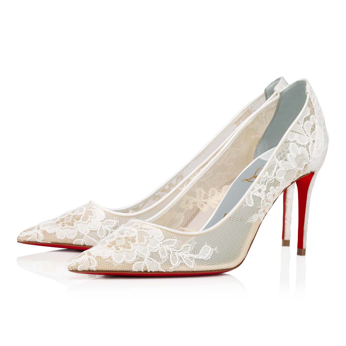 White / Blue Women\'s Christian Louboutin Lace554 Heels | j6aLCyHW