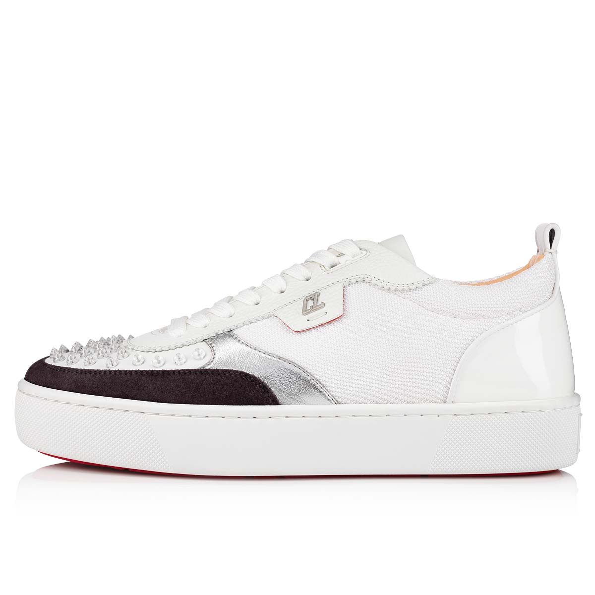 White Men's Christian Louboutin Happyrui Spikes Low Top Sneakers | b1bLGqtq