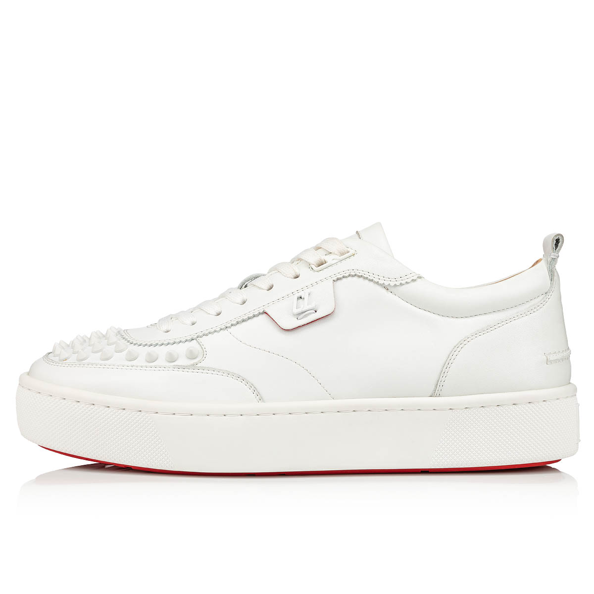 White Men's Christian Louboutin Happyrui Spikes Low Top Sneakers | zX5flRz7