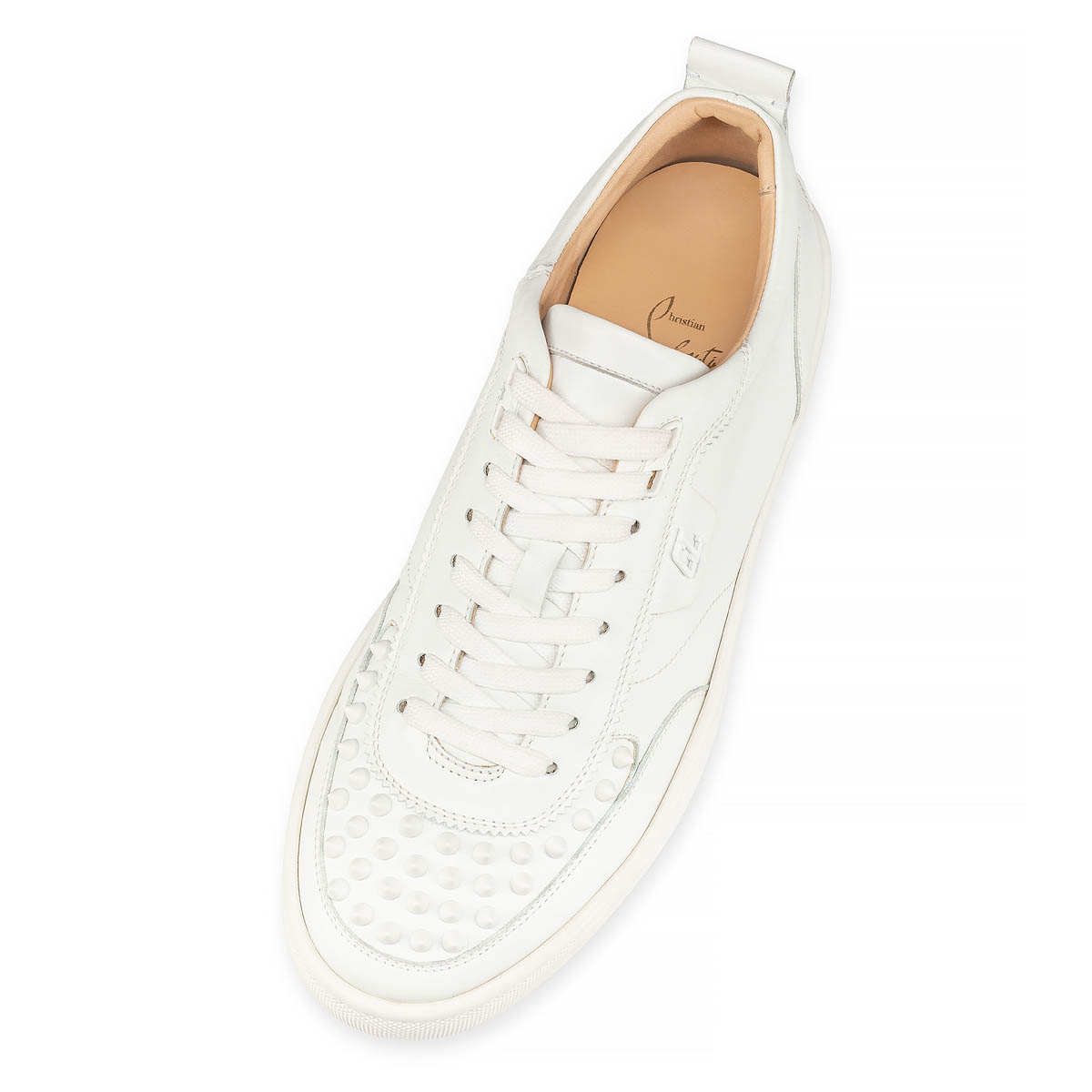 White Men's Christian Louboutin Happyrui Spikes Low Top Sneakers | zX5flRz7