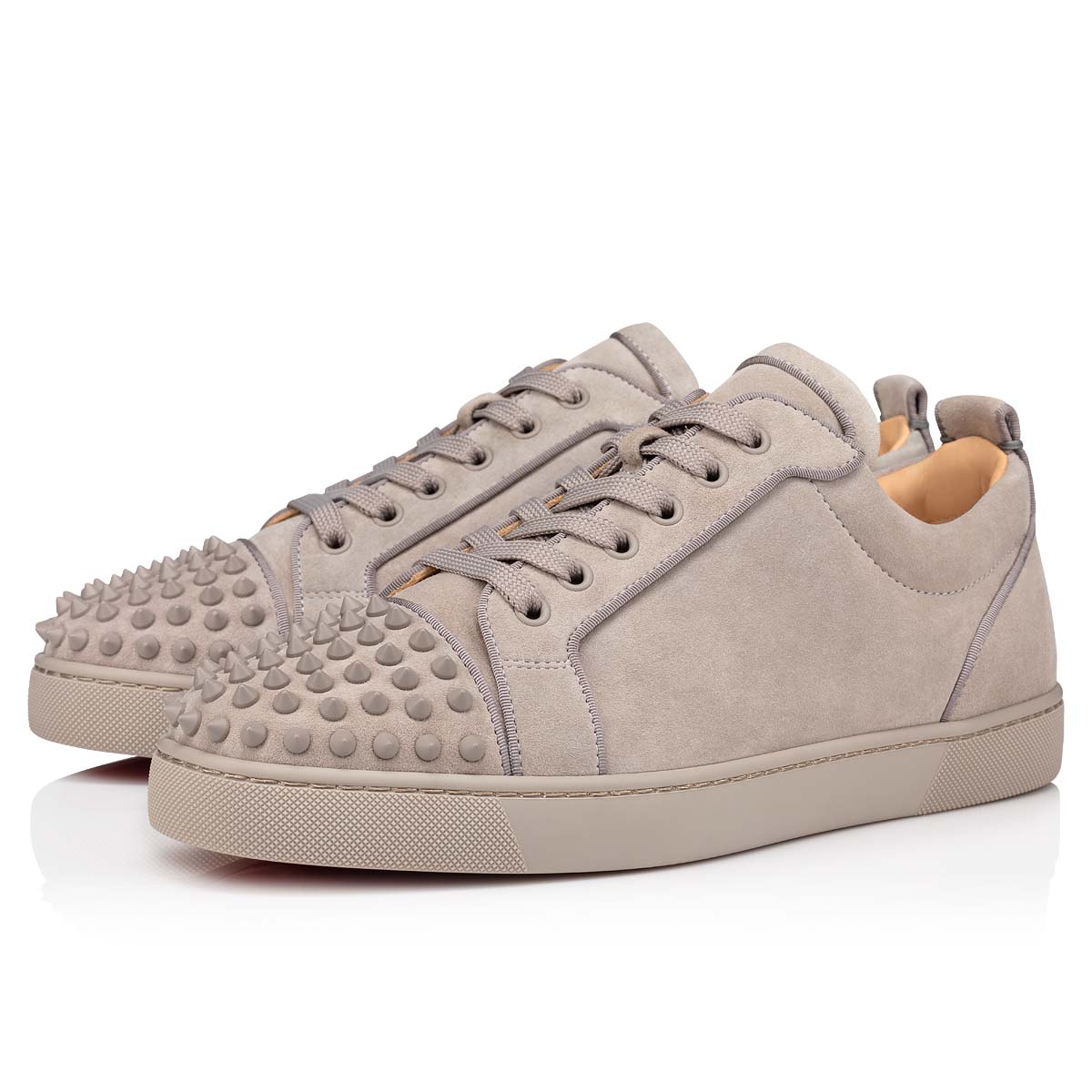 White Men\'s Christian Louboutin Louis Junior Spikes Low Top Sneakers | NDxDlx0h