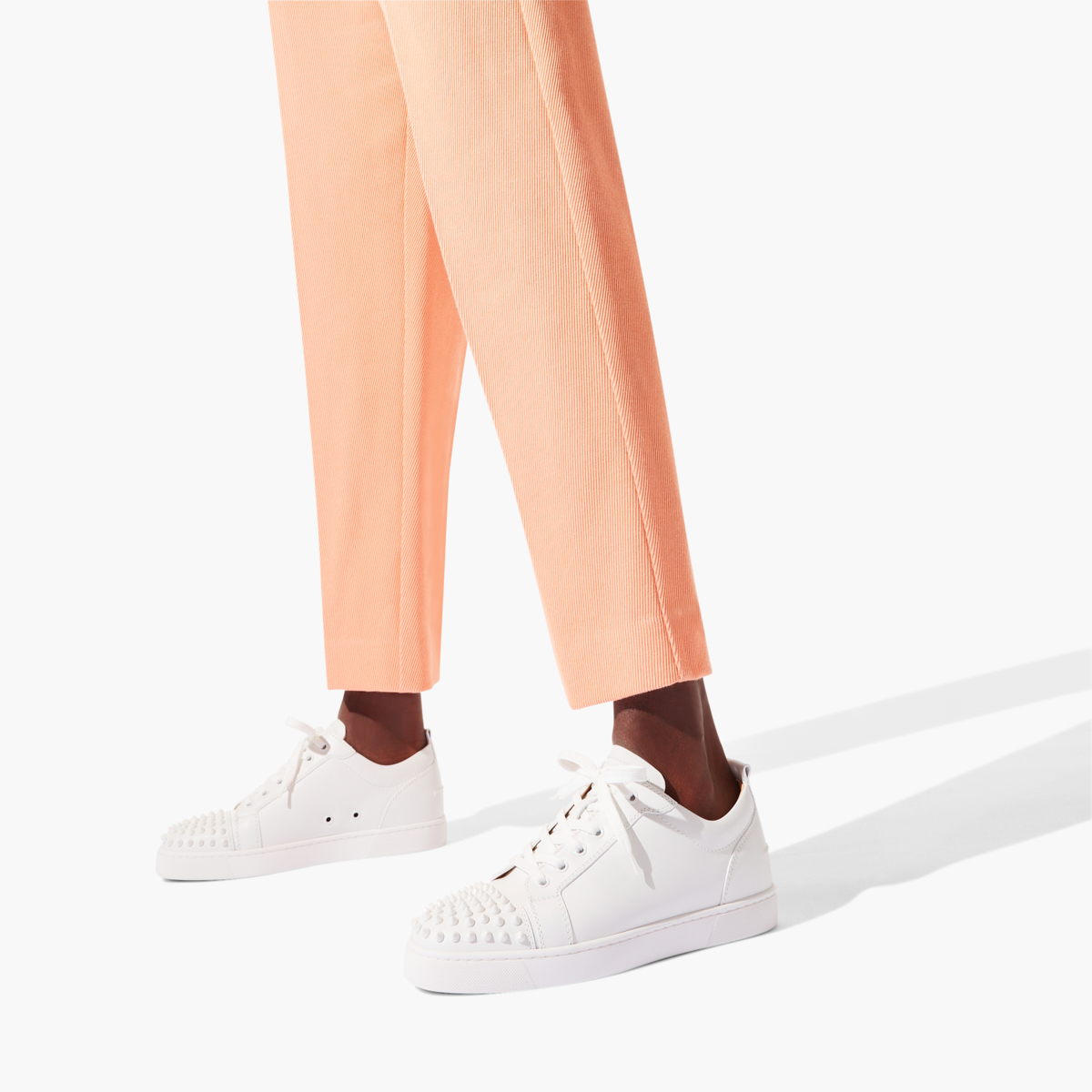 White Men's Christian Louboutin Louis Junior Spikes Low Top Sneakers | nmgtcf3m