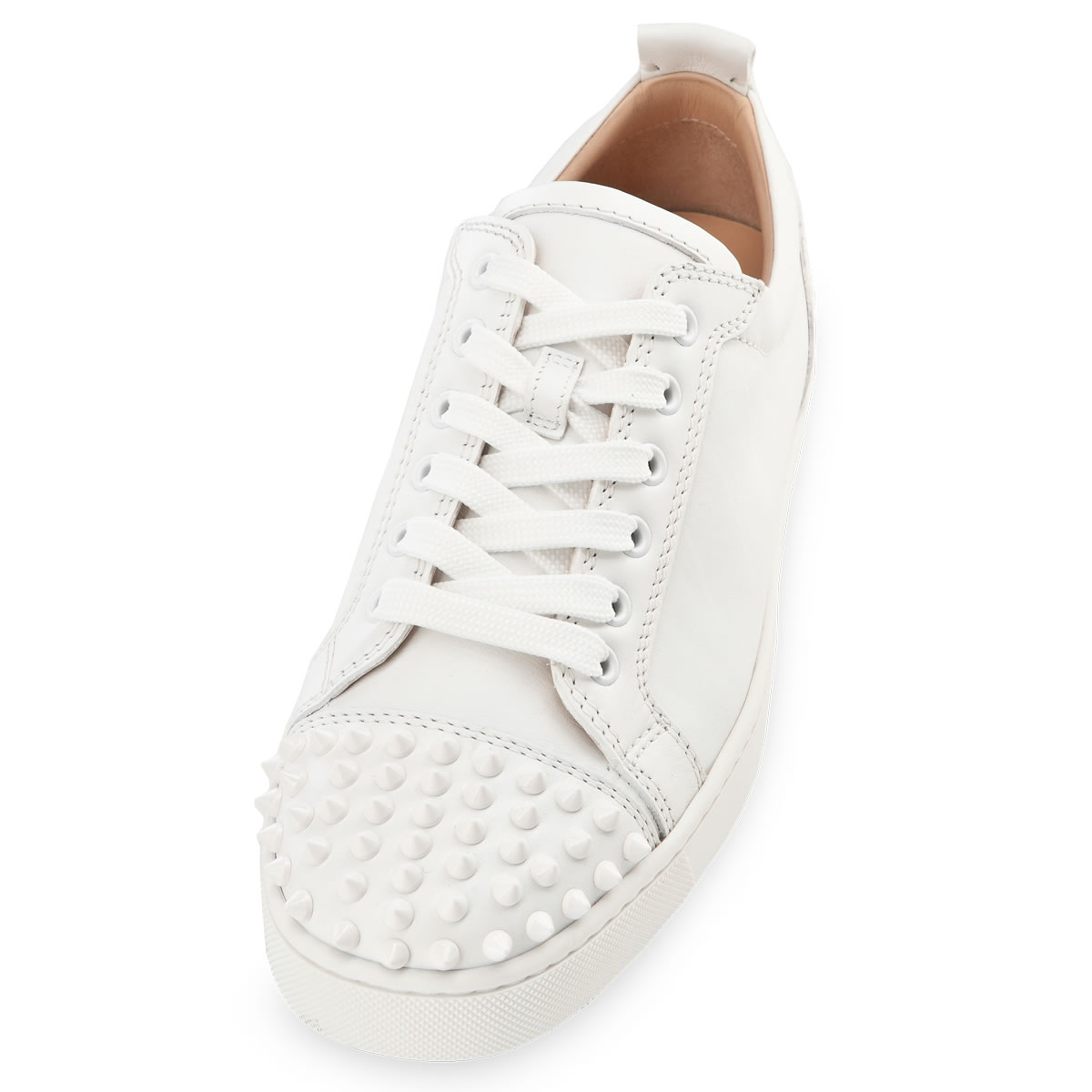 White Men's Christian Louboutin Louis Junior Spikes Low Top Sneakers | nmgtcf3m