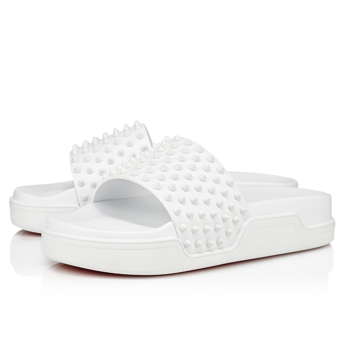 White Men\'s Christian Louboutin Pool Fun Sandals & Slides | CQ5ssvmL