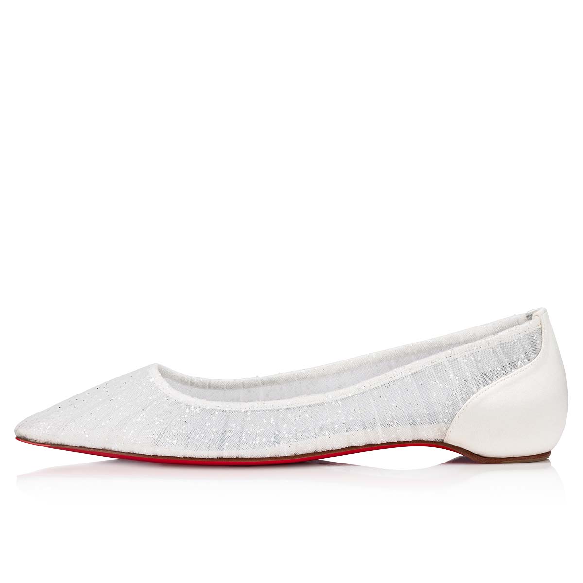 White / Silver / White / Blue Women's Christian Louboutin Kate Draperia Flats | foIIZ9ue