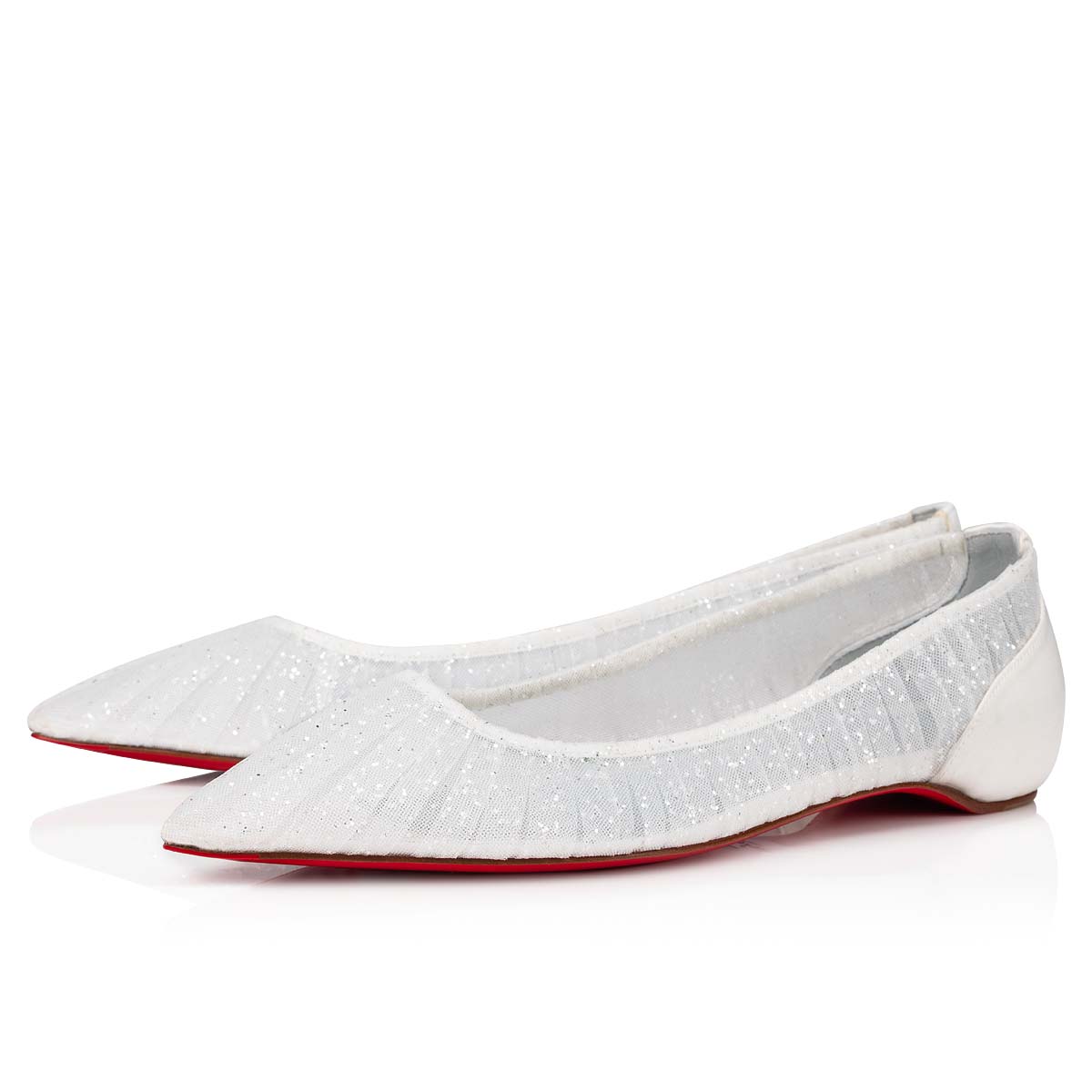 White / Silver / White / Blue Women\'s Christian Louboutin Kate Draperia Flats | foIIZ9ue