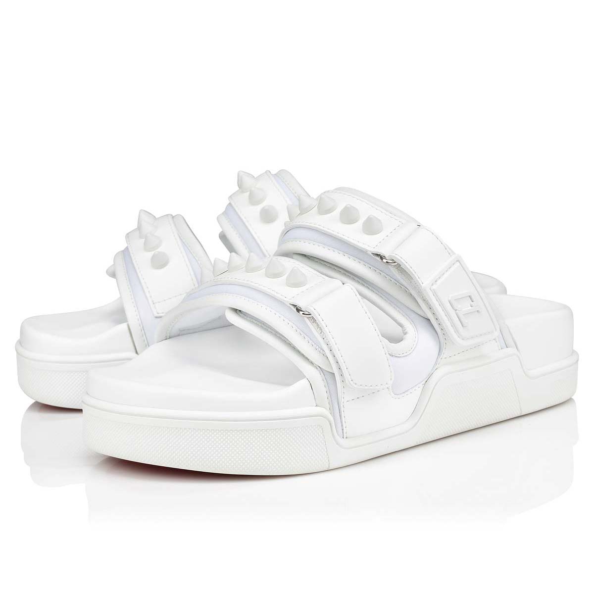 White Women\'s Christian Louboutin Daddy Pool Sandals & Slides | mTD1uTNU