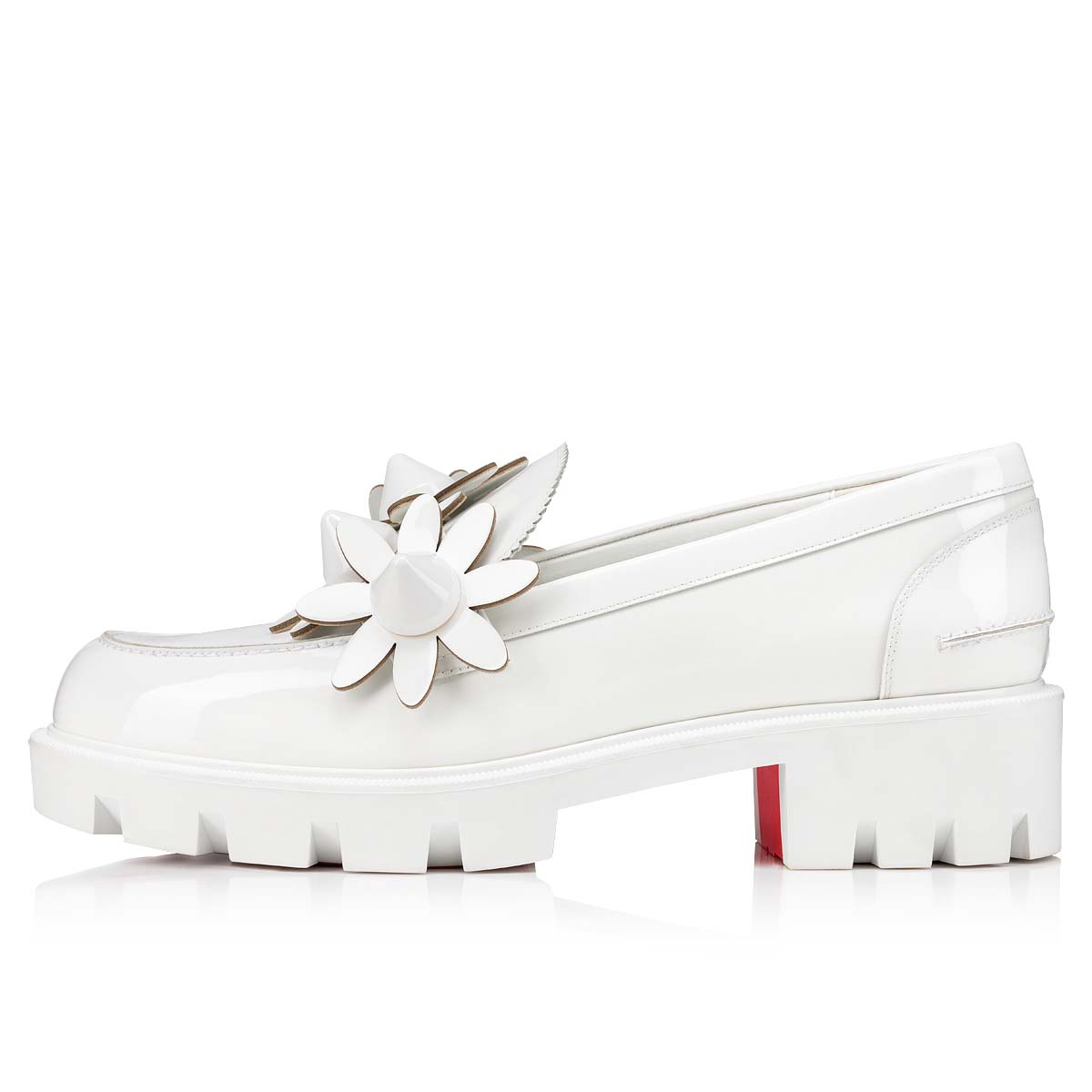 White Women's Christian Louboutin Daisy Spikes Moc Flats | O2TtK7dC