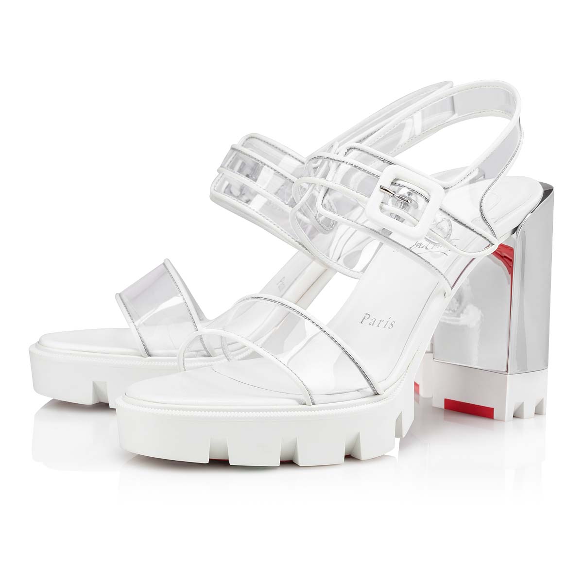 White Women\'s Christian Louboutin Duniss Lug Sandals & Slides | D8j3pF62