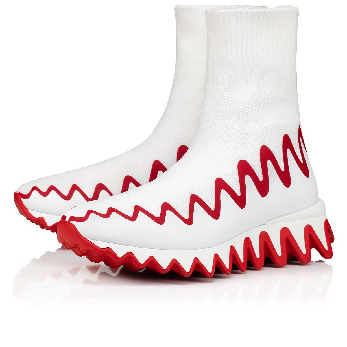 White Women\'s Christian Louboutin Sharky Sock Sneakers | zceUF8xA